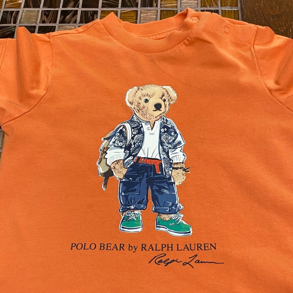 Ralph Lauren Kids Orange Bear T-Shirt and Hampton Stretch Jeans Set - Picture 3 of 8